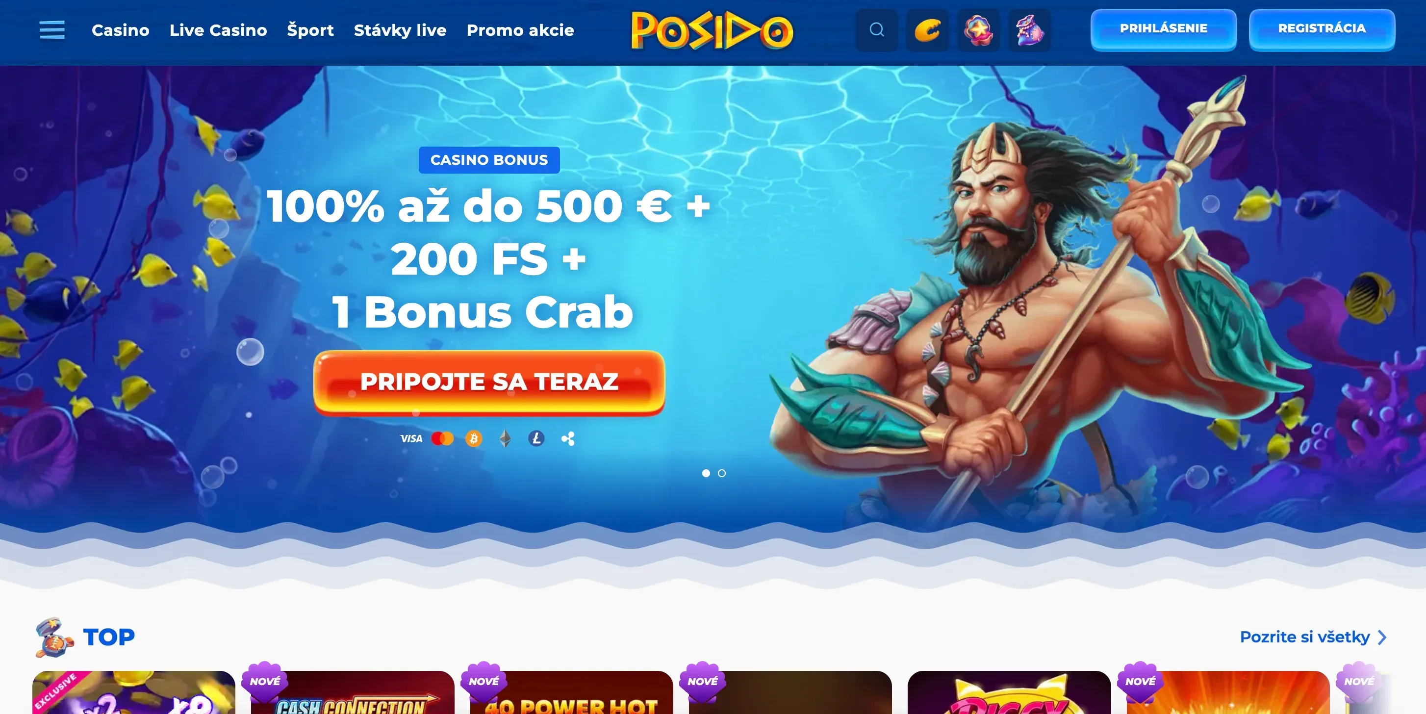Domovská stránka Posido casino