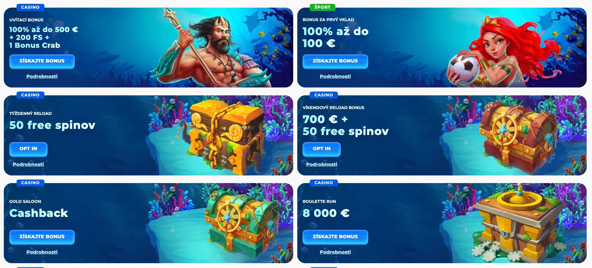Rôzne propagačné akcie v Posido casino